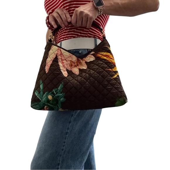 Brooks Brothers Hawaiian Tropical Floral Quilted Women's Beach Vacation Tote Bag - Picture 4 of 15